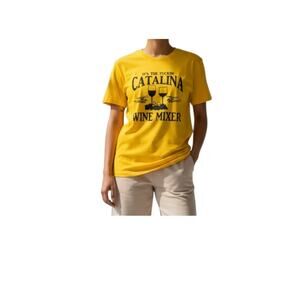 Step Brothers Catalina Wine Mixer Graphic T Shirt Yellow Movie Quote Tee Small